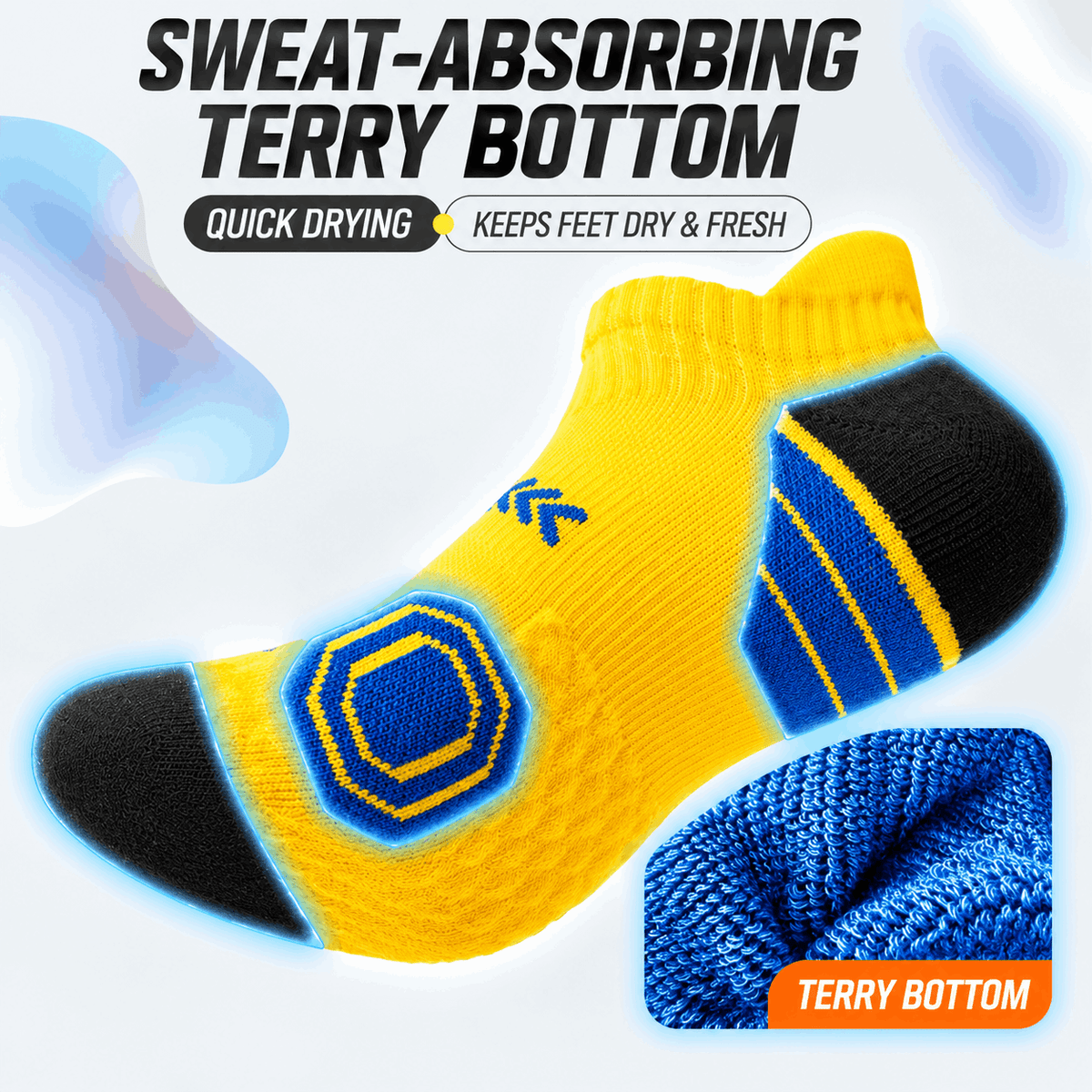 [2 Pairs] Terry Sports Ankle Socks – Thick, Anti-Odor & Durable for Men