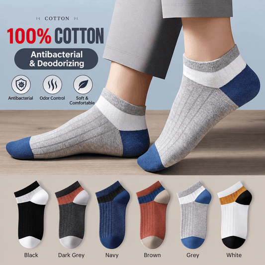 6-Pack Men's Thin No-Show Socks – Color-Block & Breathable
