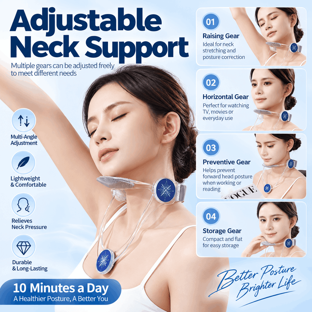 Adjustable Neck Brace – Neck Support & Prevents Slouching, for Kids & Adults