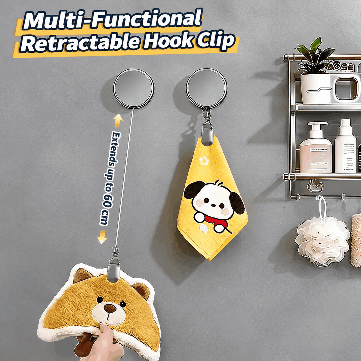 Retractable Clip – No-Drill, for Clothes & Towels