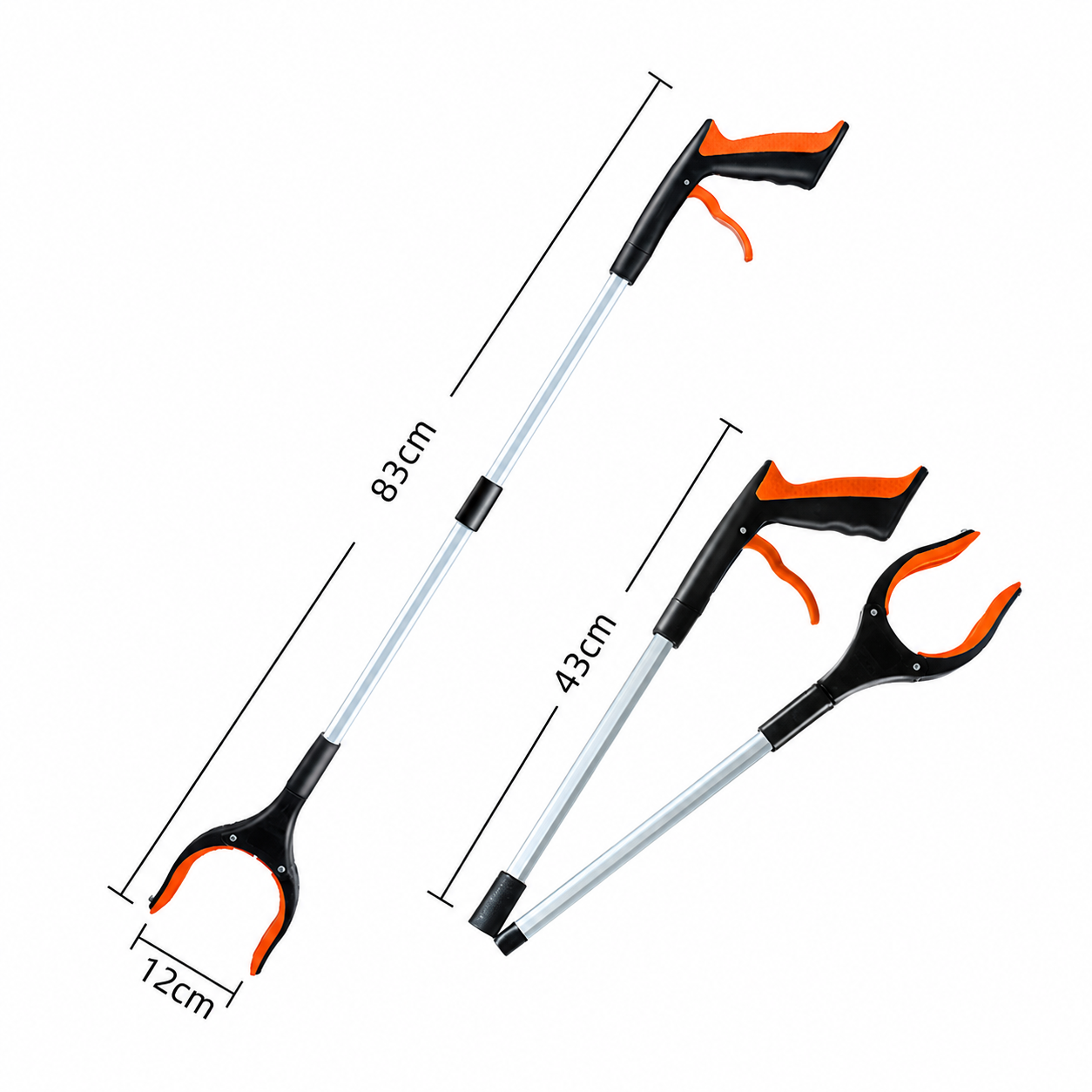 Foldable Grabber Tool, Aluminum Alloy Long Reach Pick-Up Claw with Rotating Head & Built-in Magnet Tip