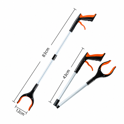 Foldable Grabber Tool, Aluminum Alloy Long Reach Pick-Up Claw with Rotating Head & Built-in Magnet Tip