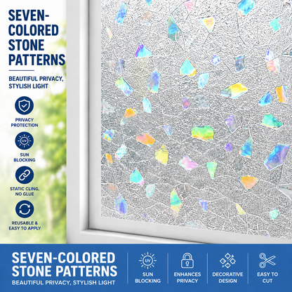 Vintage Printed Window Privacy Film, Static Cling No-Glue Window Sticker, Spray Water Before Application