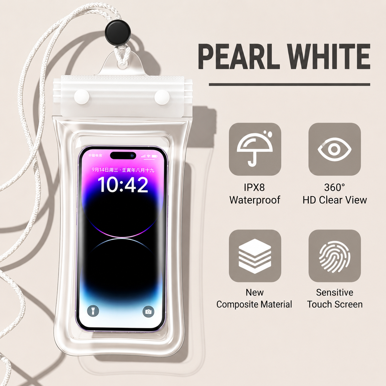 Quadruple-Fold Airbag Sealed Waterproof Phone Pouch with Lanyard – Essential for Swimming & Water Fun