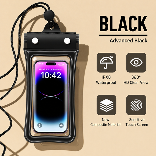 Quadruple-Fold Airbag Sealed Waterproof Phone Pouch with Lanyard – Essential for Swimming & Water Fun