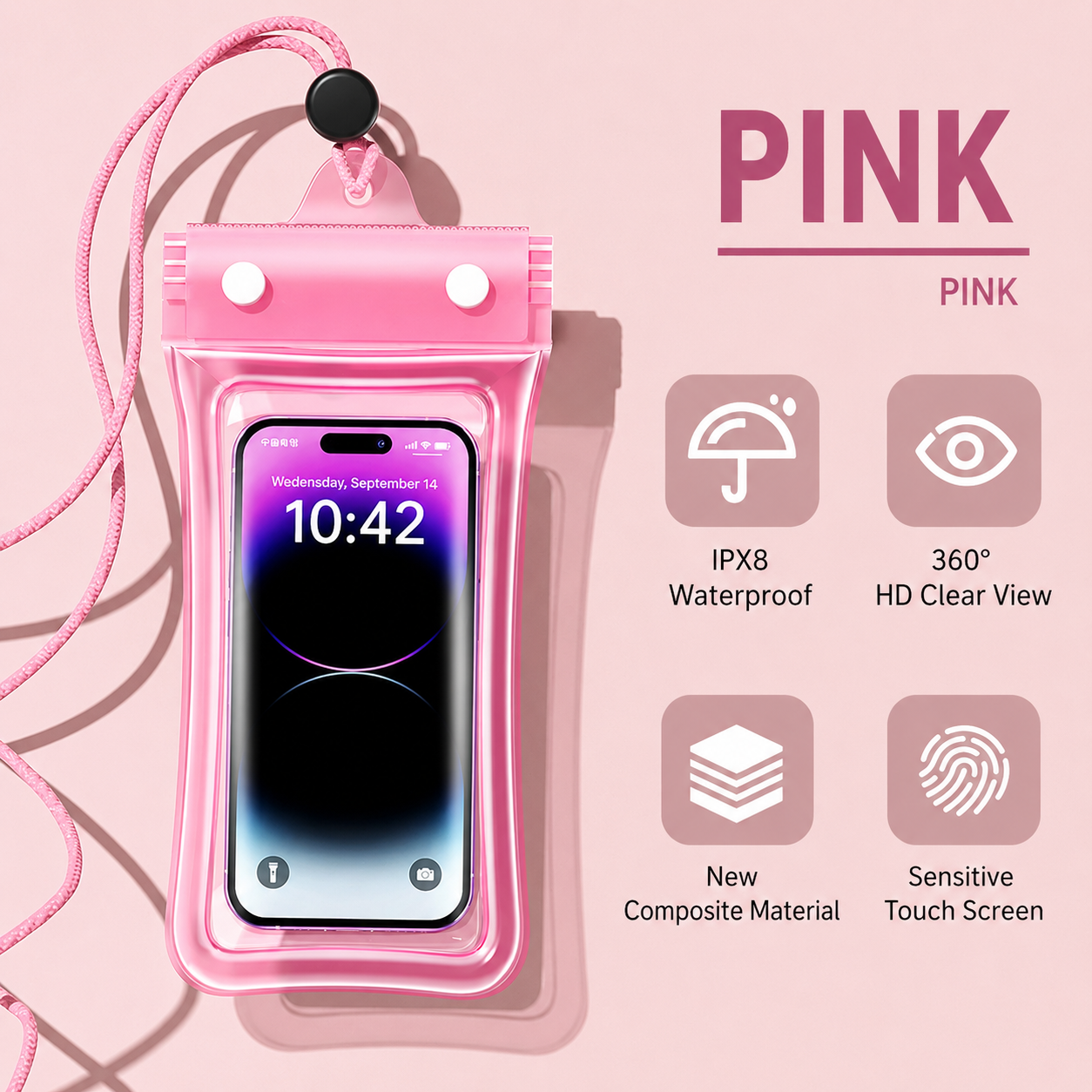 Quadruple-Fold Airbag Sealed Waterproof Phone Pouch with Lanyard – Essential for Swimming & Water Fun