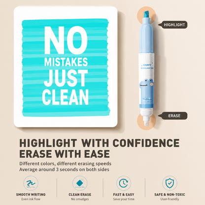 🖍️ENMY Erasable Morandi Highlighters – Pastel Macaron Colors, Large Capacity, Smudge-Free Note-Taking Essential