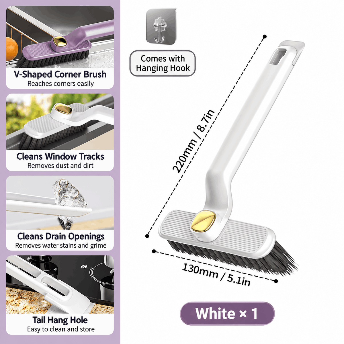 Rotating Gap Brush – Swivel Head for Corners & Gaps