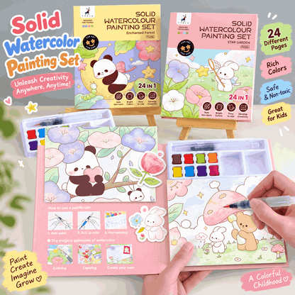 Kids Watercolor Book – 8 Colors, Water Pen Included, Washable, Doubles as Bookmarks
