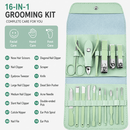 16-Piece Nail Care Set – Complete for Family, All in One Box
