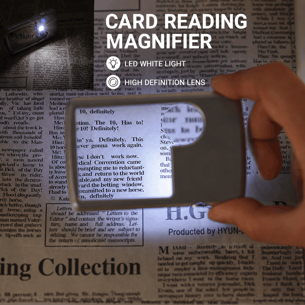 Card-Style Magnifying Glass – Slim with Light, Clear for Small Text