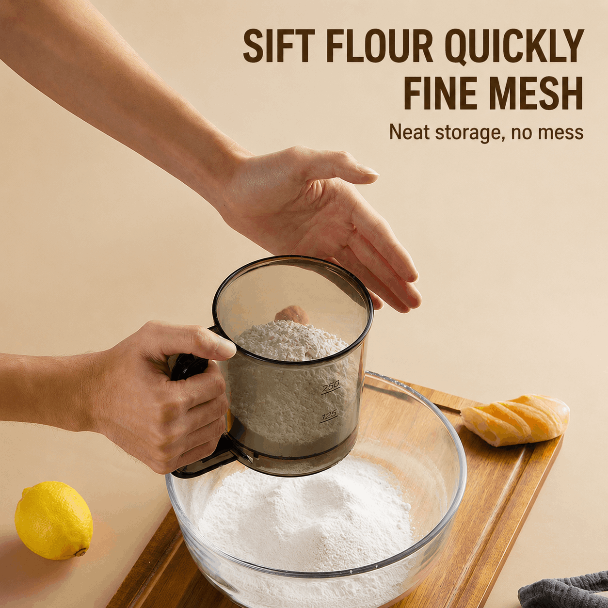 Semi-Automatic Sifter – Press to Sift, Easy for Flour & Spices