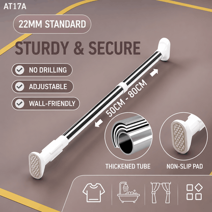 Tension Rod – No-Drill for Curtains & Clothes
