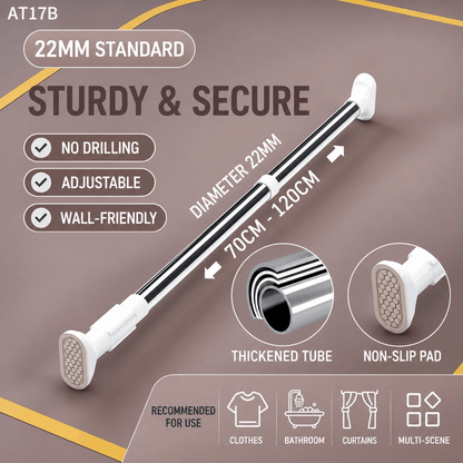 Tension Rod – No-Drill for Curtains & Clothes