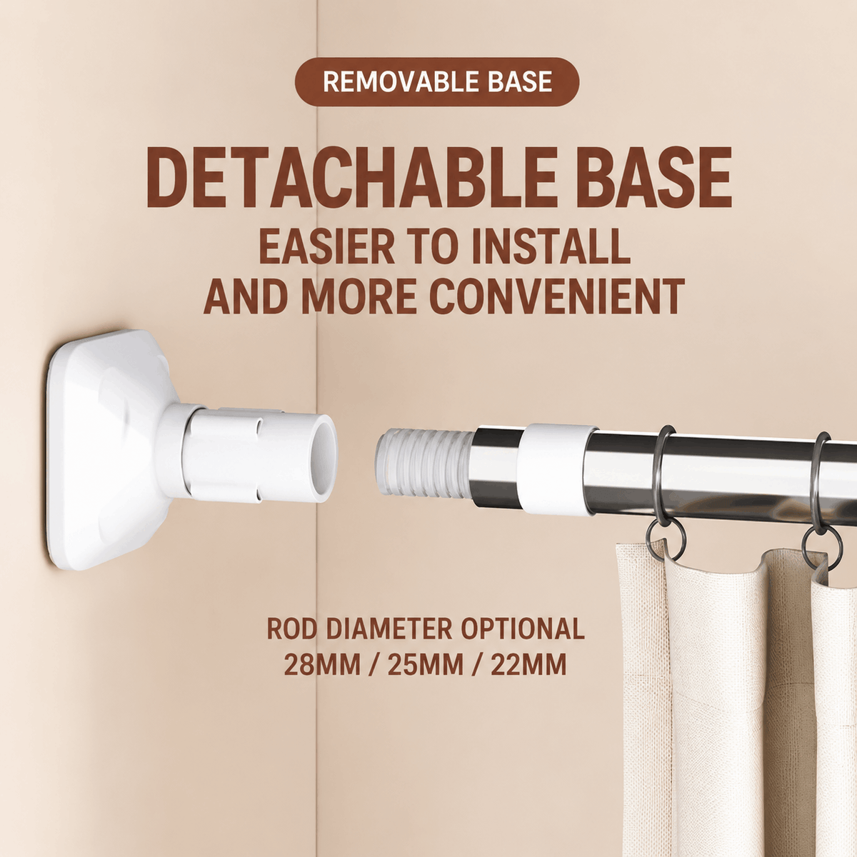 Tension Rod – No-Drill for Curtains & Clothes