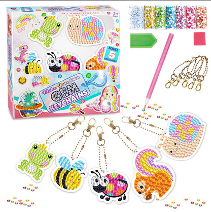 Kids DIY Diamond Painting Cartoon Keychain Charm, Acrylic Hanging Decor