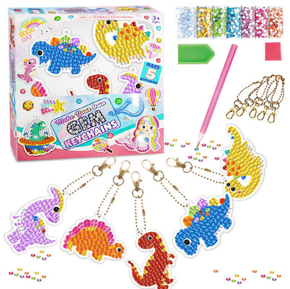 Kids DIY Diamond Painting Cartoon Keychain Charm, Acrylic Hanging Decor