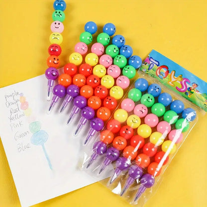 【5 PCS】Colorful Cartoon Face Crayons – Fun Gourd-Shaped Design