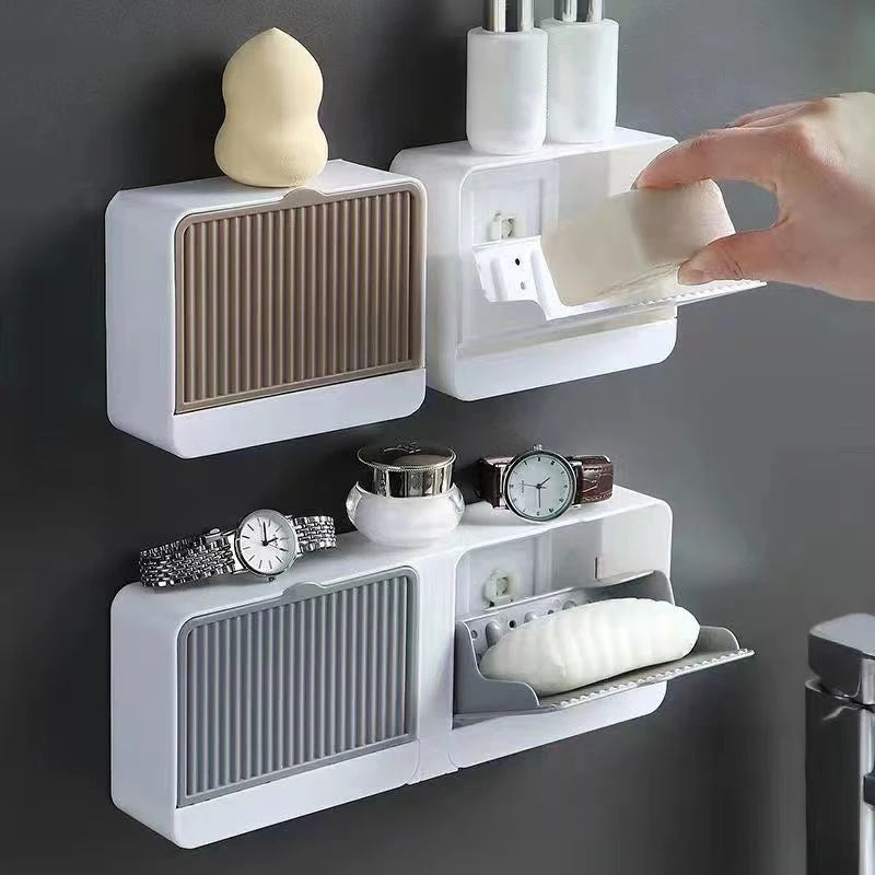 Wall-Mounted Flip-Top Soap Box – Drainable & No-Drill