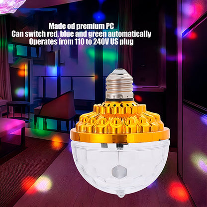 Colorful automatically rotating LED bulb
