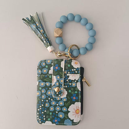 🌸Floral Card Holder & Bracelet Set – Holds ID & Cash, Attach to Bag