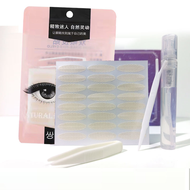Mesh lace double eyelid tape, adheres instantly when wet