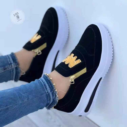 Women’s Platform Thick-Sole Side-Zip Casual Shoes