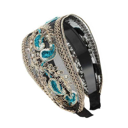 Wide Lace Sequin Non-Slip Headband