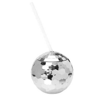 Glitter Mirror Ball Cup with Straw, 600ML Unique Party Drinkware