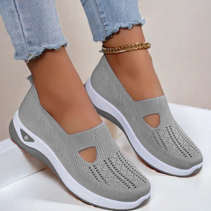 High Quality-Women's large size knitted mesh casual shoes, soft sole and breathable