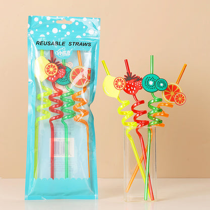 Cartoon animal series spiral straws