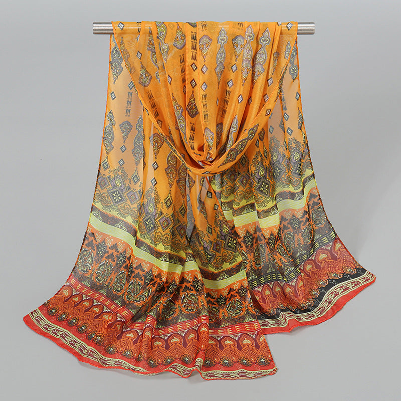 Indian Style Chiffon Breathable Mini Scarf for Women – Lightweight Sun Protection Neck & Hair Scarf, 150×50cm