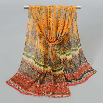 Indian Style Chiffon Breathable Mini Scarf for Women – Lightweight Sun Protection Neck & Hair Scarf, 150×50cm