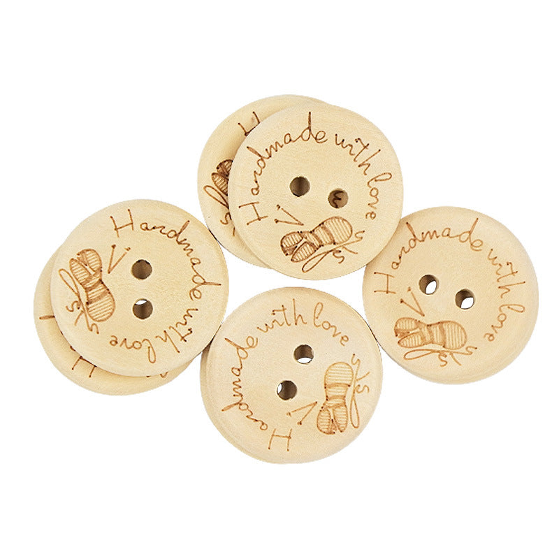 【with love】wooden buttons，50Pcs