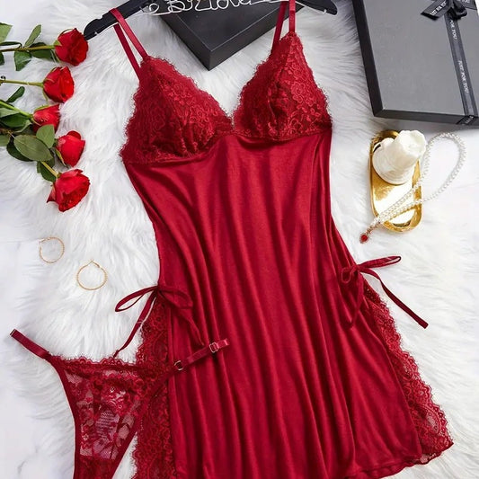 Tank Top Lace Nightgown Set