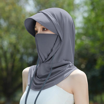 Ice Silk Breathable Neck Guard with Full Face Coverage Multi-Purpose Summer Sunscreen Hat