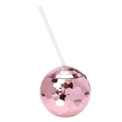 Glitter Mirror Ball Cup with Straw, 600ML Unique Party Drinkware