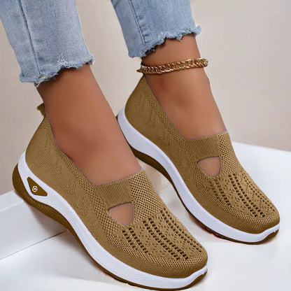 High Quality-Women's large size knitted mesh casual shoes, soft sole and breathable