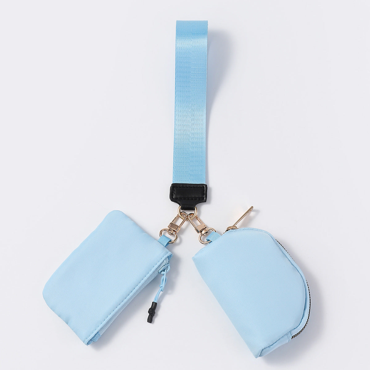 Women's Portable Mini Fashion Colorblock Zip Wristlet + Coin Purse，Waterproof Nylon