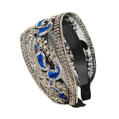 Wide Lace Sequin Non-Slip Headband