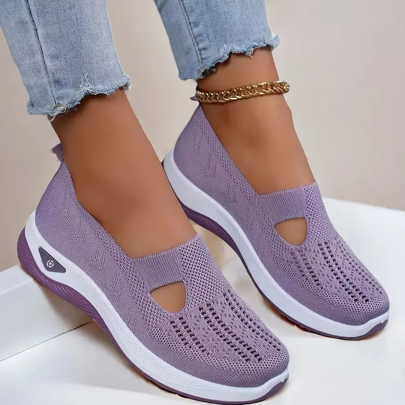 High Quality-Women's large size knitted mesh casual shoes, soft sole and breathable
