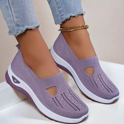 High Quality-Women's large size knitted mesh casual shoes, soft sole and breathable