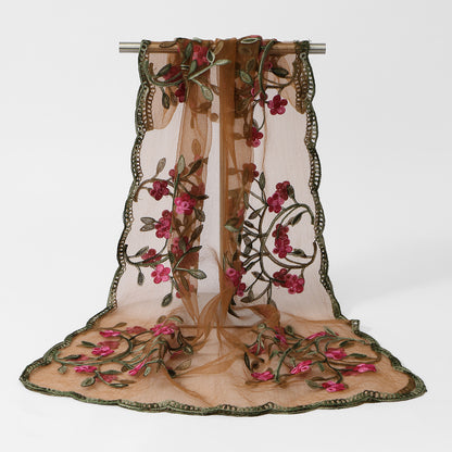 High Quality——Women's Summer Lace Floral Embroidered Scarf – Lightweight Hijab Head Wrap 180*60cm