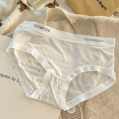 Ultra-thin ice silk seamless mid-waist underwear for women