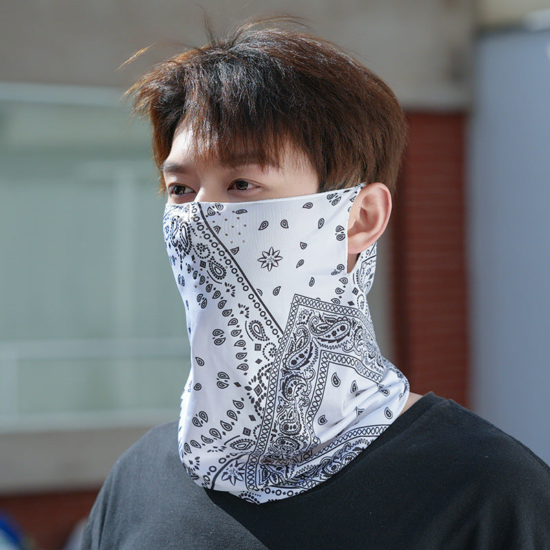 Unisex Outdoor ice silk mask with ventilation holes，motorcycle and bicycle riding head cover