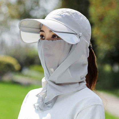 4-in-1 Extendable Brim Sun & Bug Hat – Neck Flap + Insect Veil + Face Cover, UPF Unisex Baseball Cap