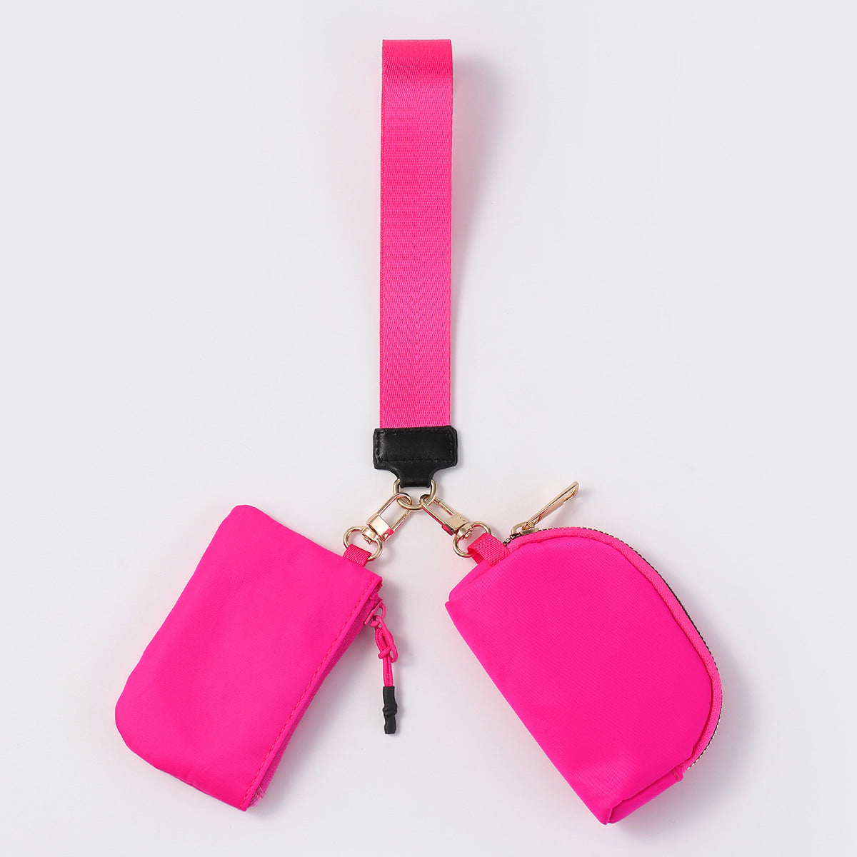 Women's Portable Mini Fashion Colorblock Zip Wristlet + Coin Purse，Waterproof Nylon
