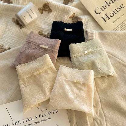 5PCS Women's Soft Lace Panties｜Breathable, Stretchy & Cotton Gusset