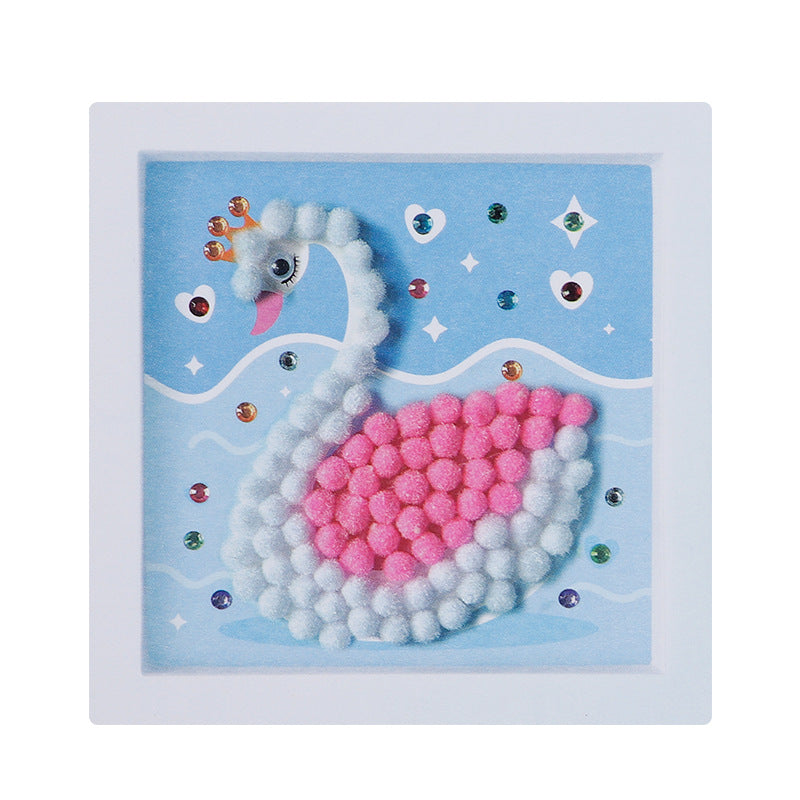 Pom-Pom DIY Collage Art, Can Be Used as a Photo Frame(Without Pen)
