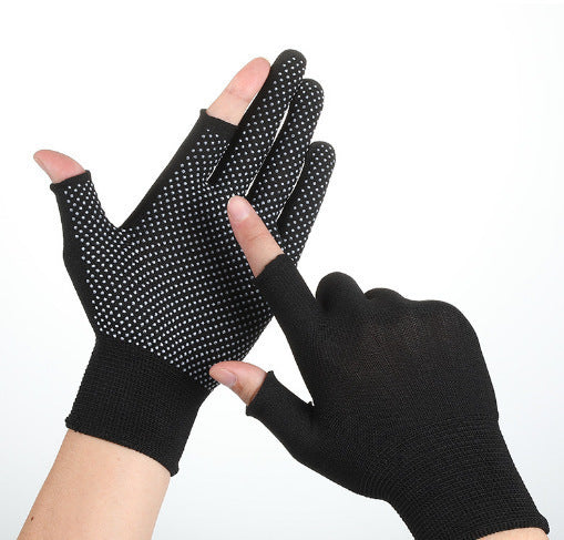 Thin Fingerless Silicone Anti-Slip Gloves (2-Finger Gap) — Outdoor Riding, Driving & Sun Protection